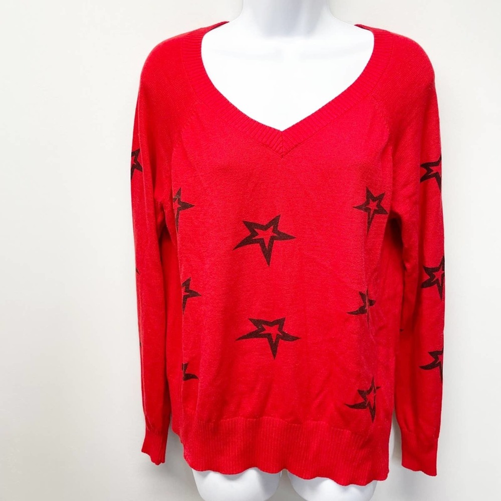 Central Park West Revolve Red Star Print Sweater L